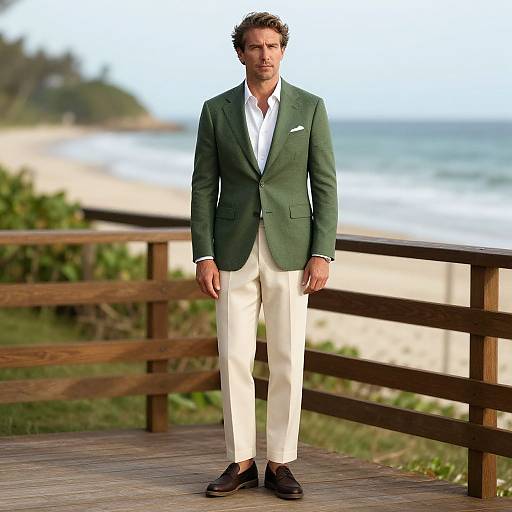 Sophisticated Man on Beach Deck