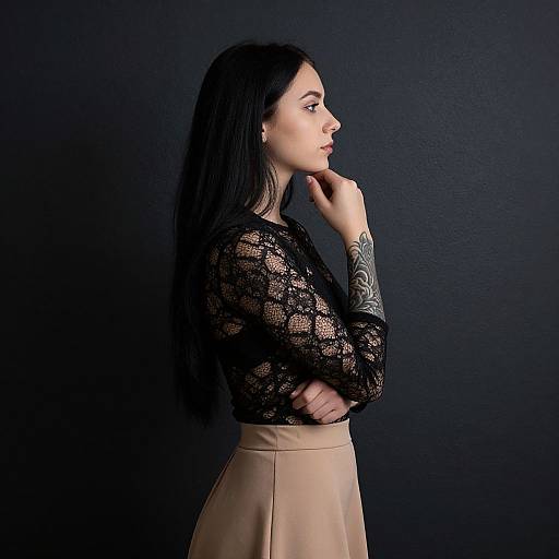 Moody Portrait of Tattooed Woman