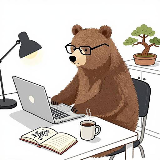 Cozy Bear at Work Illustration