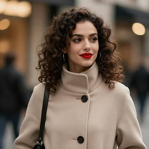 Curly-Haired Woman in Warm Bokeh
