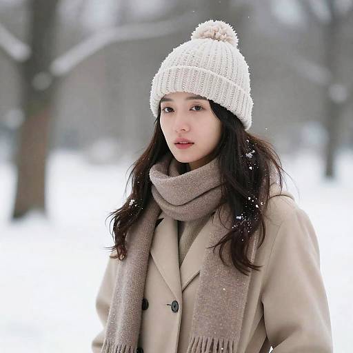 Woman in Winter Hat and Scarf