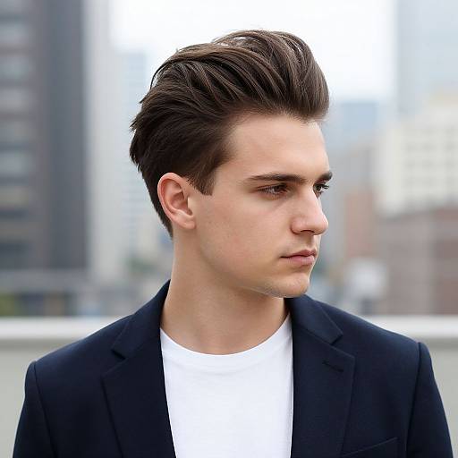 Stylish Layered Pompadour in Urban Setting