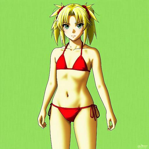 Illustration of Mordred (swimsuit rider) (first ascension) (fate), fate (series) in the style of Blushyspicy