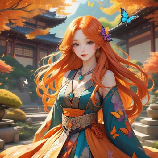Confident Anime Girl in Zen Garden Confident Anime Girl in Zen Garden