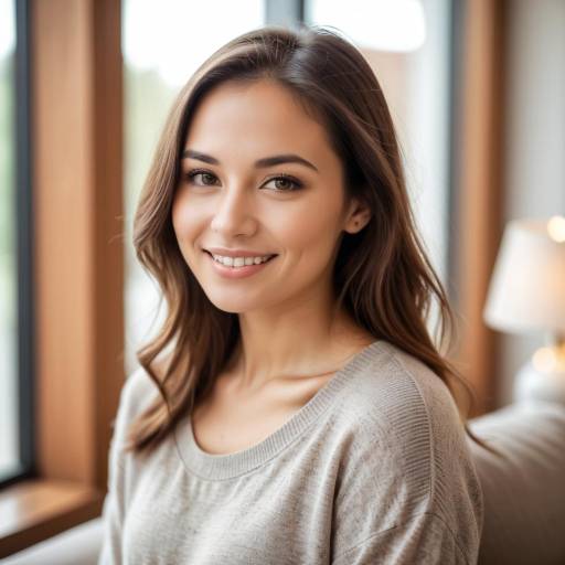 Smiling Woman Relaxing Indoors