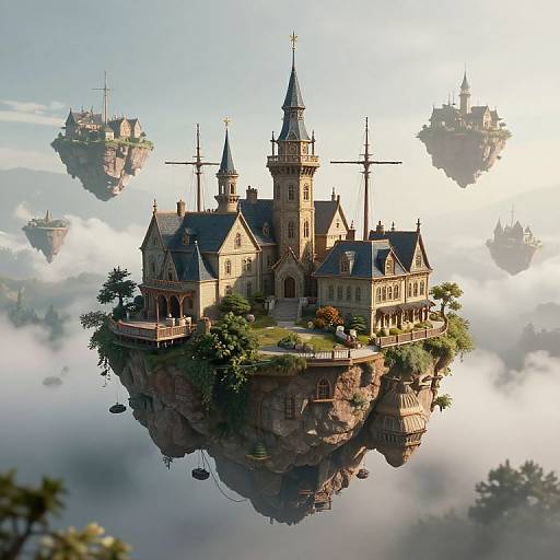 Surreal Floating Victorian Islands