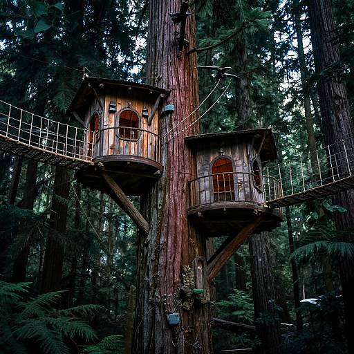 Ornate Treehouses in Redwood Forest