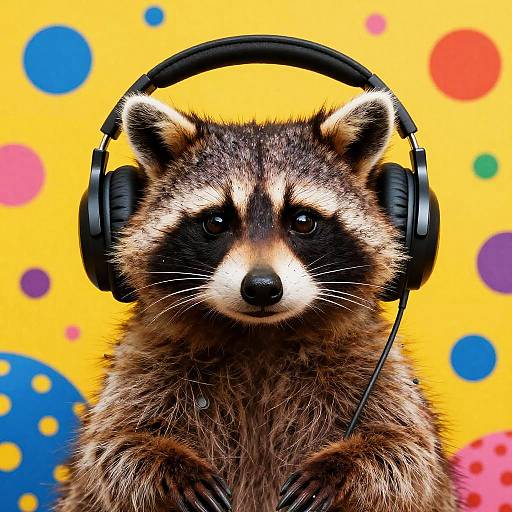 Funky Raccoon in Polka Dot Wonderland