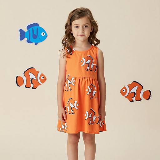 Girl in Orange Clownfish Dress