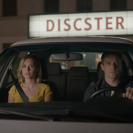 Nighttime Car Ride with Marquee Background