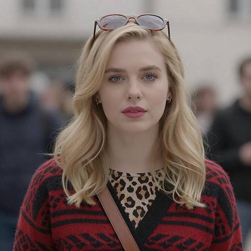 Stylish Blonde Woman in Urban Setting