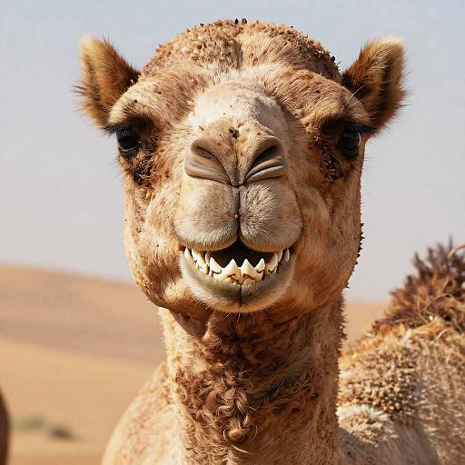 Detailed Close-Up of Sharp Camel Teeth