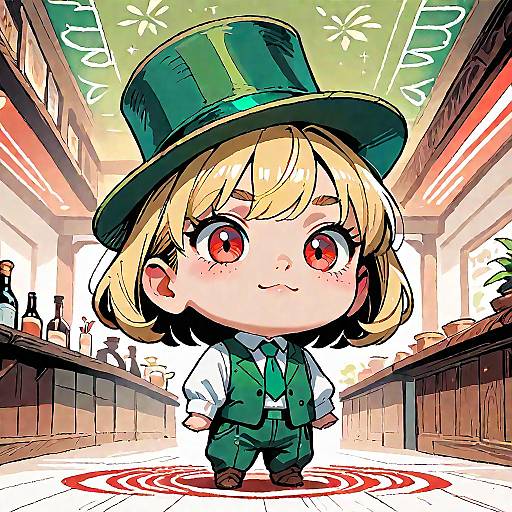 Chibi Neco-Arc in Green Formal Suit