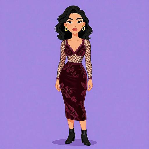 Vintage Elegance: Woman in Lace & Velvet