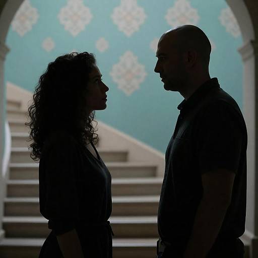 Silhouetted Portrait of Couple in Turquoise