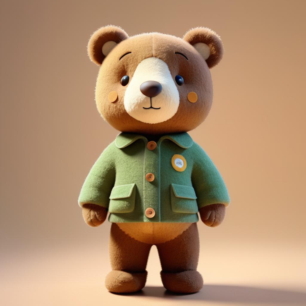 Adorable Bear in Textured Earth Tones