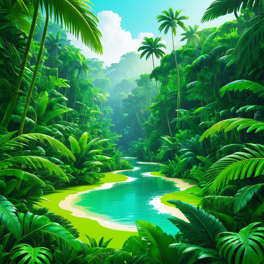 Vibrant Lush Jungle Vector Art Design