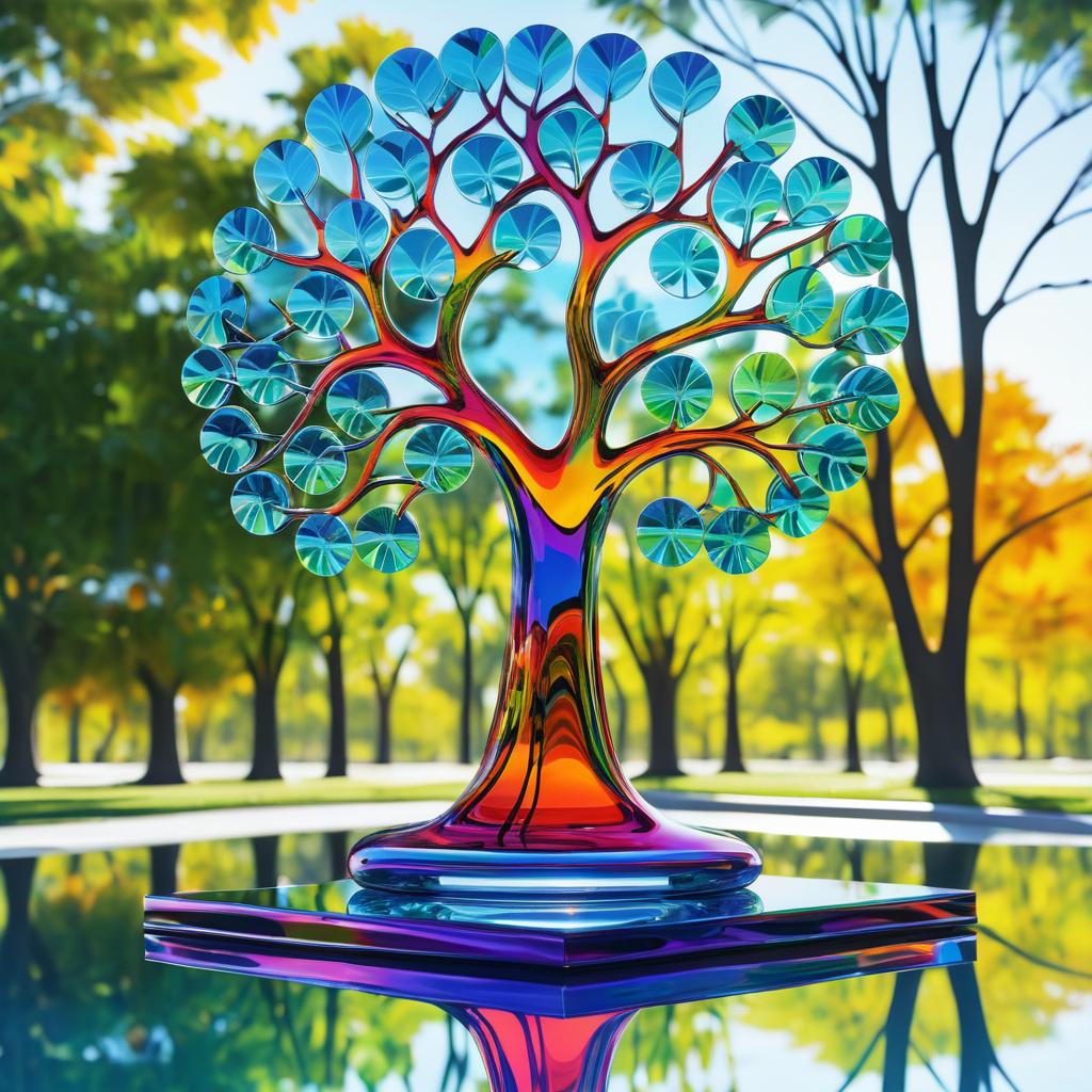 Vibrant Pop Art Glass Tree Sculpture