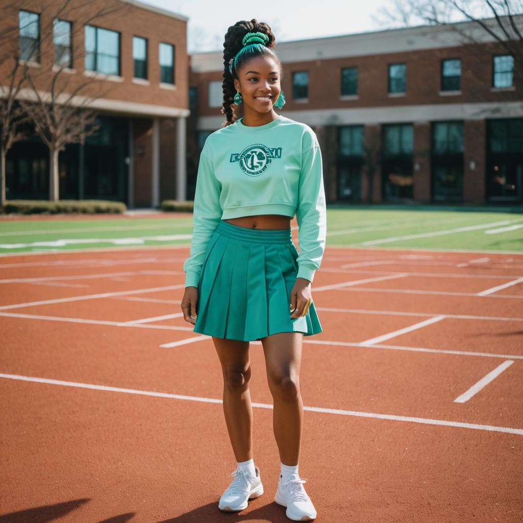 Vibrant Cheerleader with Bubble Braids