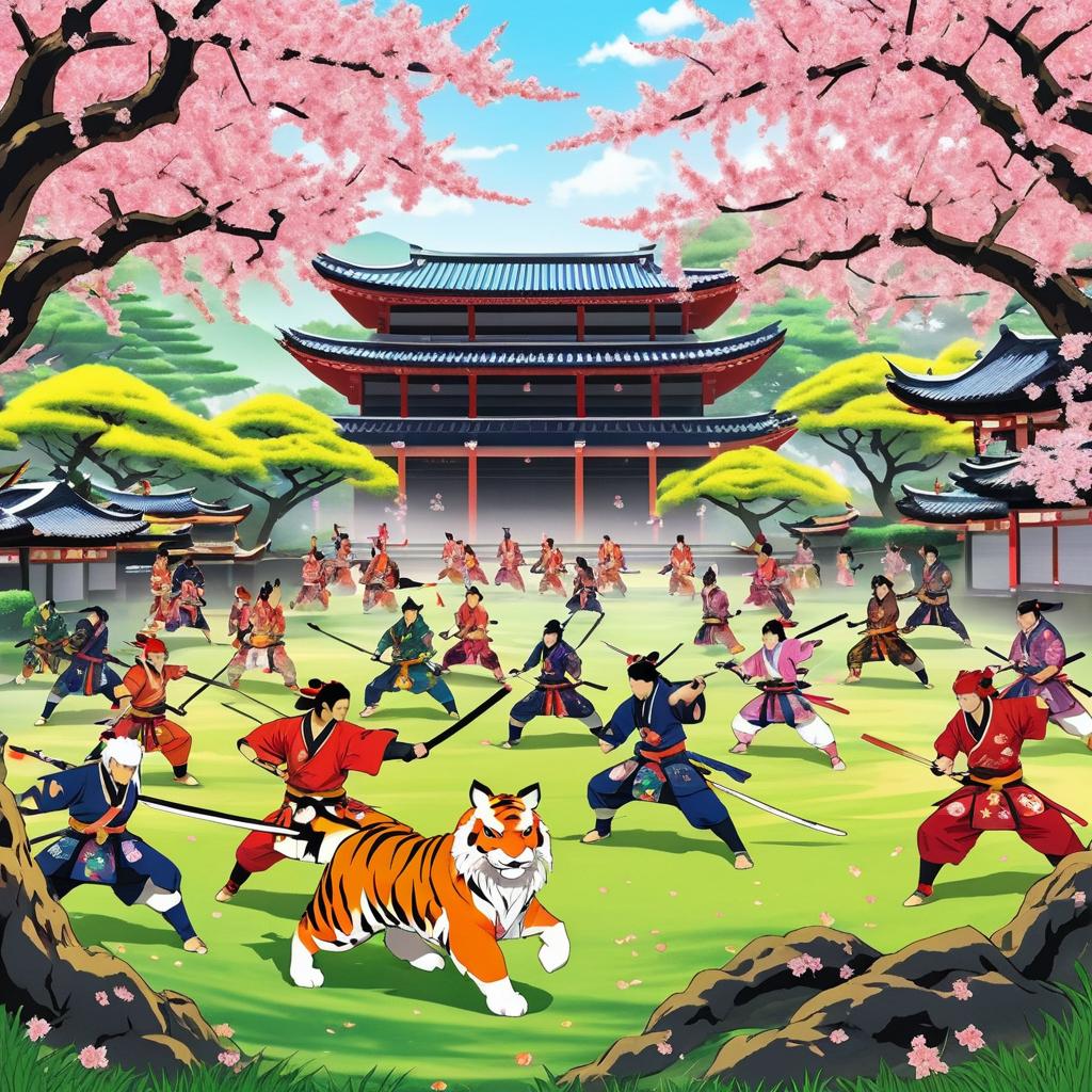 Samurai Clan Training with Mythical Beasts