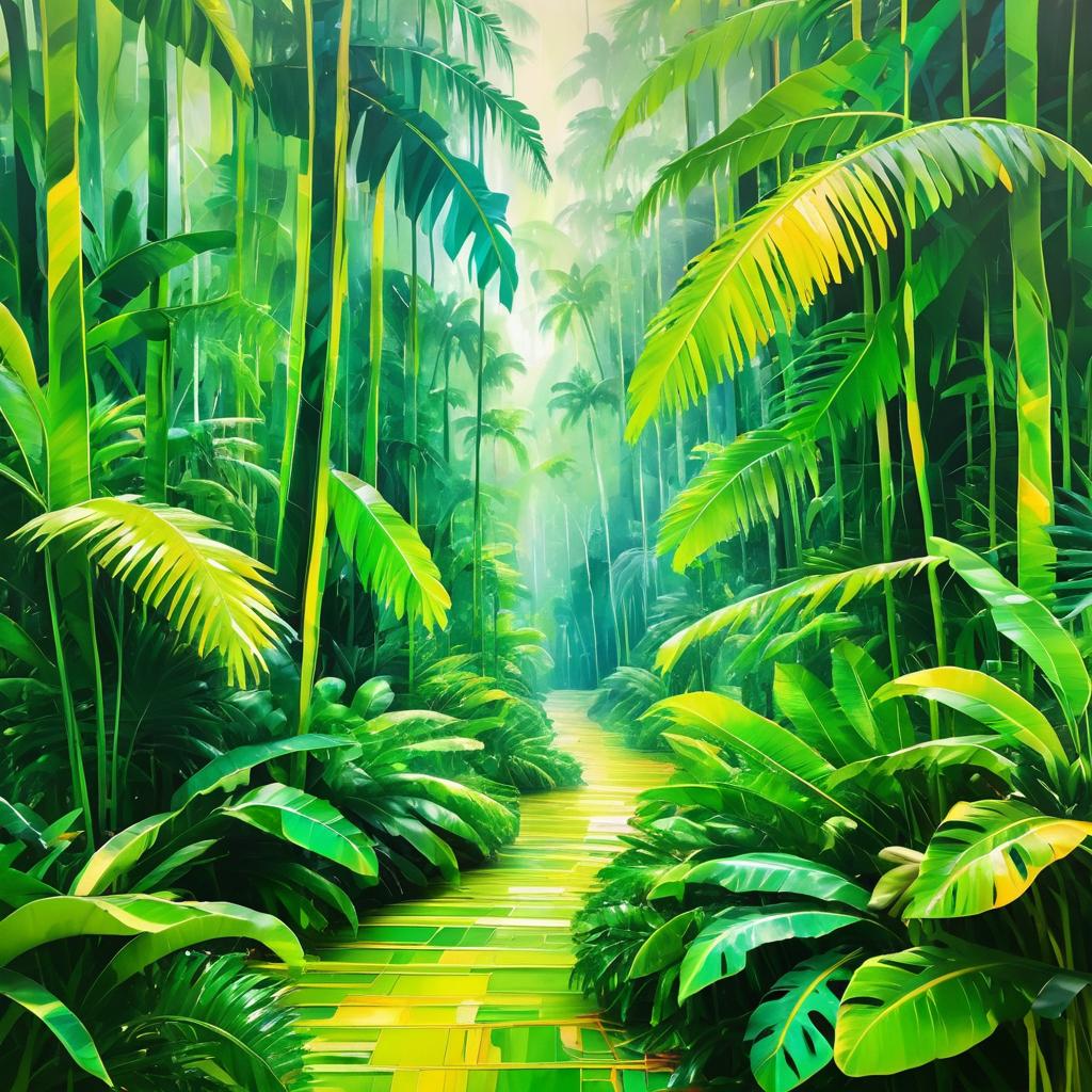 Vibrant Abstract Tropical Rainforest Art