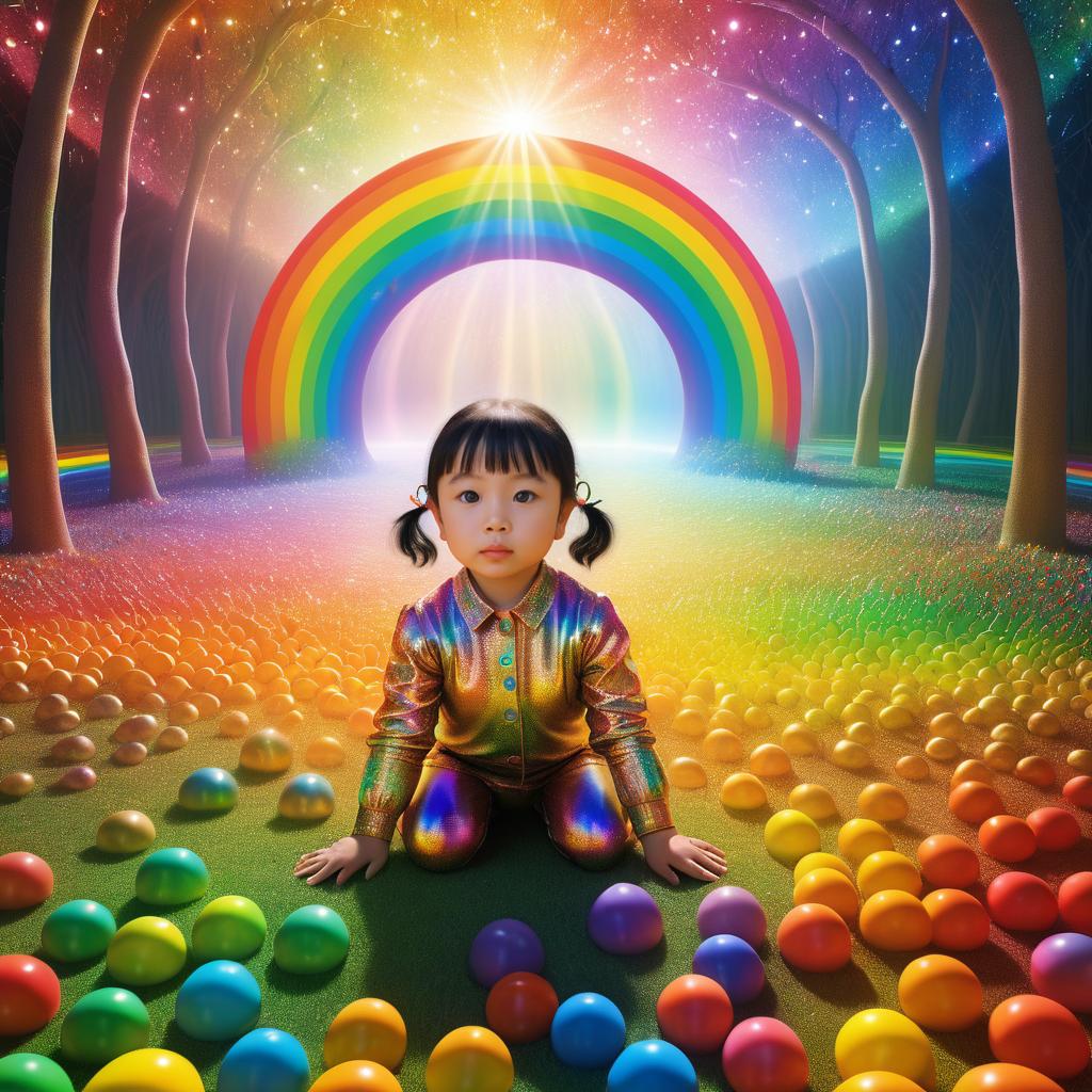 Vibrant Surrealism: Child Emerging from Ground