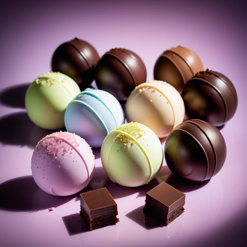 Elegant Pastel Artisan Chocolate Photography