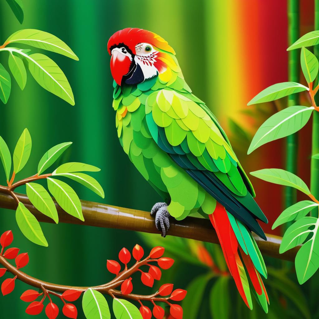 Vibrant Parrot on Colorful Branch