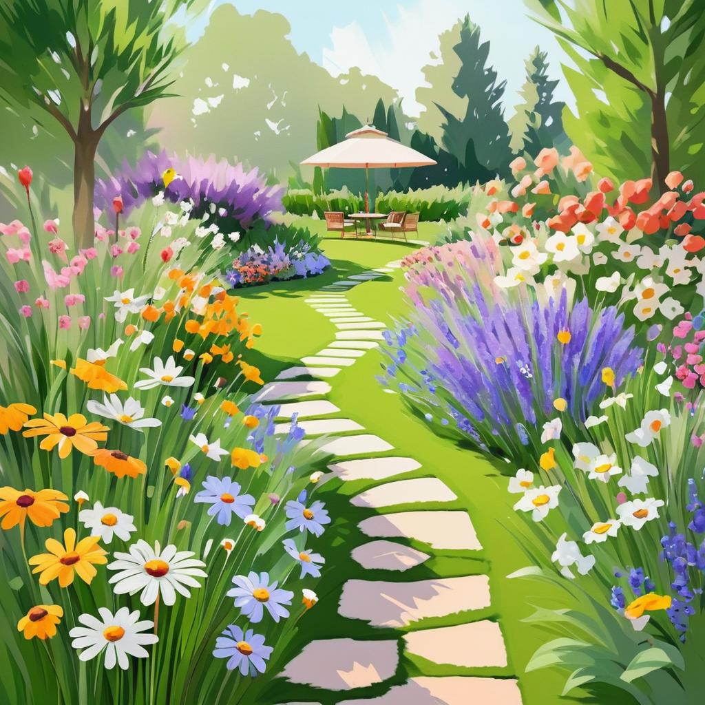 Tranquil Spring Garden Illustration