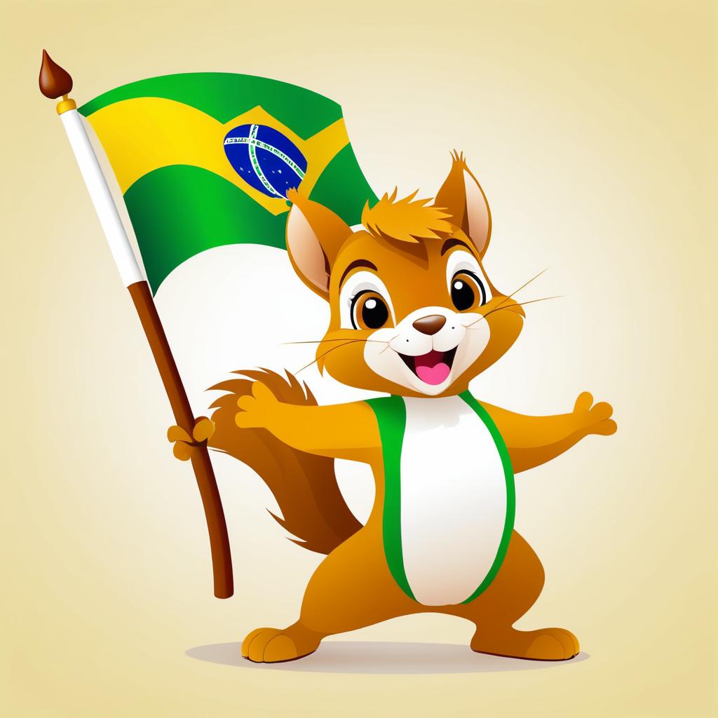 Energetic Squirrel with Brazil Flag Design