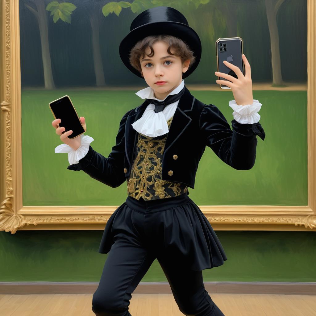 Gothic Boy Dancing with iPhone Vintage Style