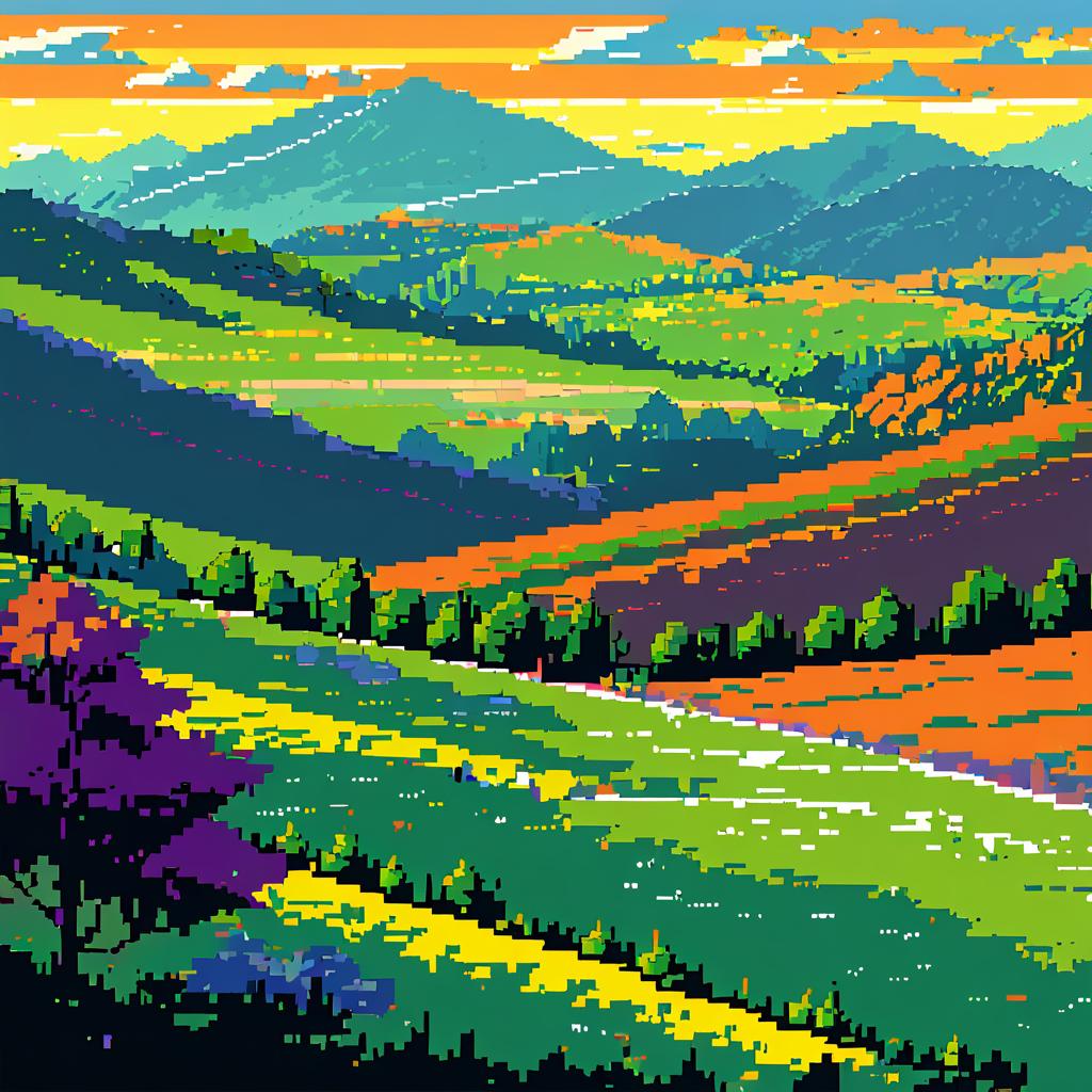 Pixel Art Rocky Highlands in Retro Style