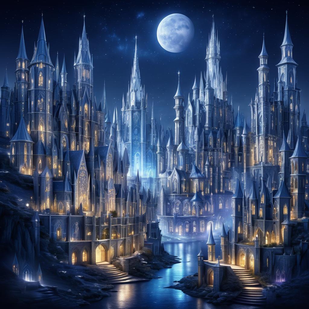 Enchanting Mage City Under Moonlit Sky