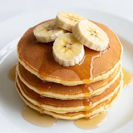 Golden Banana Pancakes with Syrup