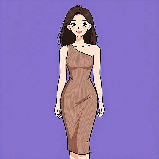 Minimalist Woman in Earthy Brown Dress