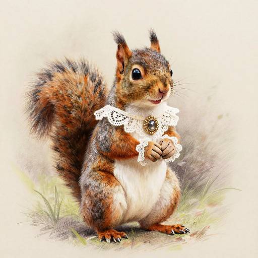 Edwardian Squirrel in Dreamy Portrait