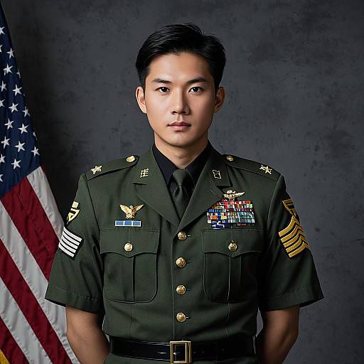 Young Asian Male Military Officer Portrait