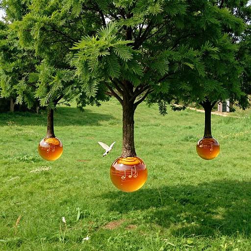 Upside Down Trees in Floating Honey Orbs