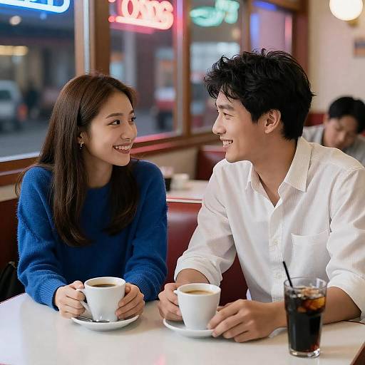 Charming Diner Conversation with Coffee