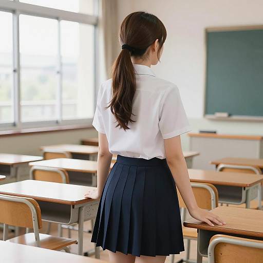Classroom Scene with Asian Woman