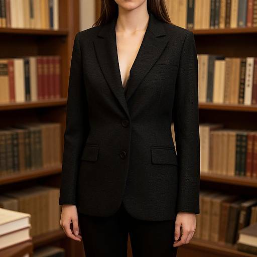 Woman in Vintage Bookstore Blazer