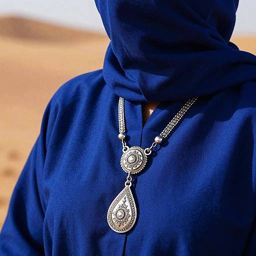 Tuareg Silver Jewelry on Indigo Fabric