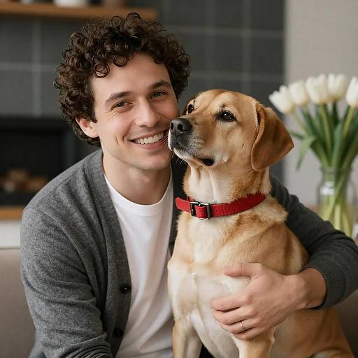 Warm Embrace: Man and Dog Portrait