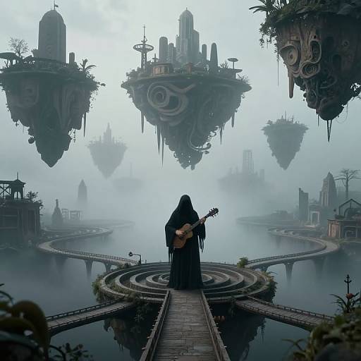 Surreal Dreamscape with Melancholic Musician