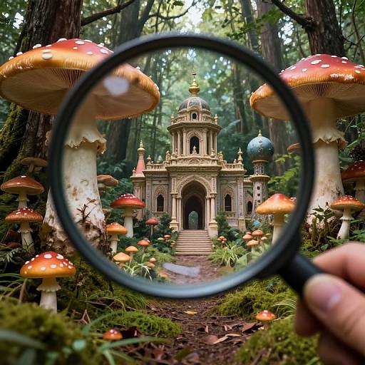 Surreal Mystical Forest from Bug's Perspective