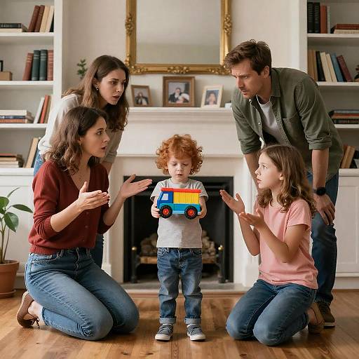 Family Conflict in Cozy Living Room