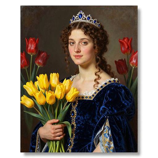 Classical Portrait of Woman with Tulips