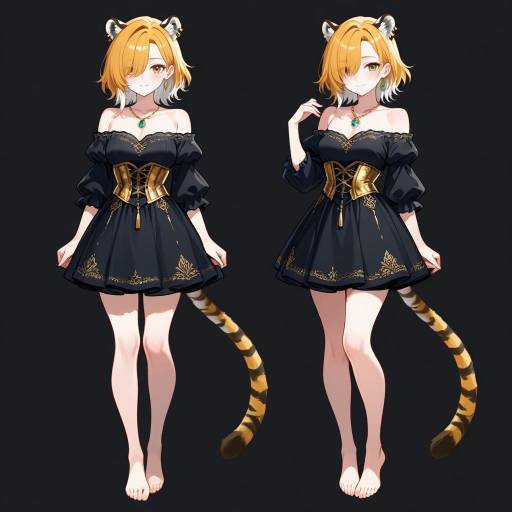 Whimsical Tiger-Eared Character Portrait Whimsical Tiger-Eared Character Portrait