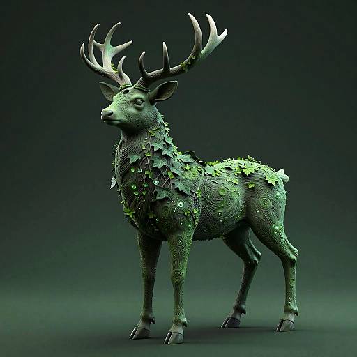 Realistic 3D Fantasy Stag Sculpture