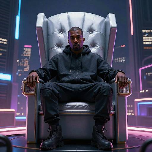 Kanye West on Cyberpunk Throne